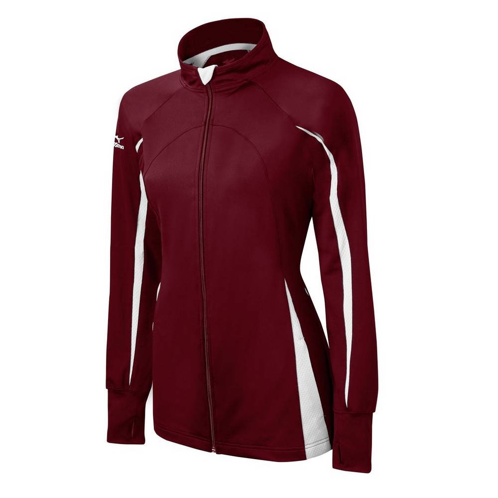 Damske Bundy Mizuno Elite 9 Focus Full-Zip Bordove/Biele Vypredaj JRLU07529